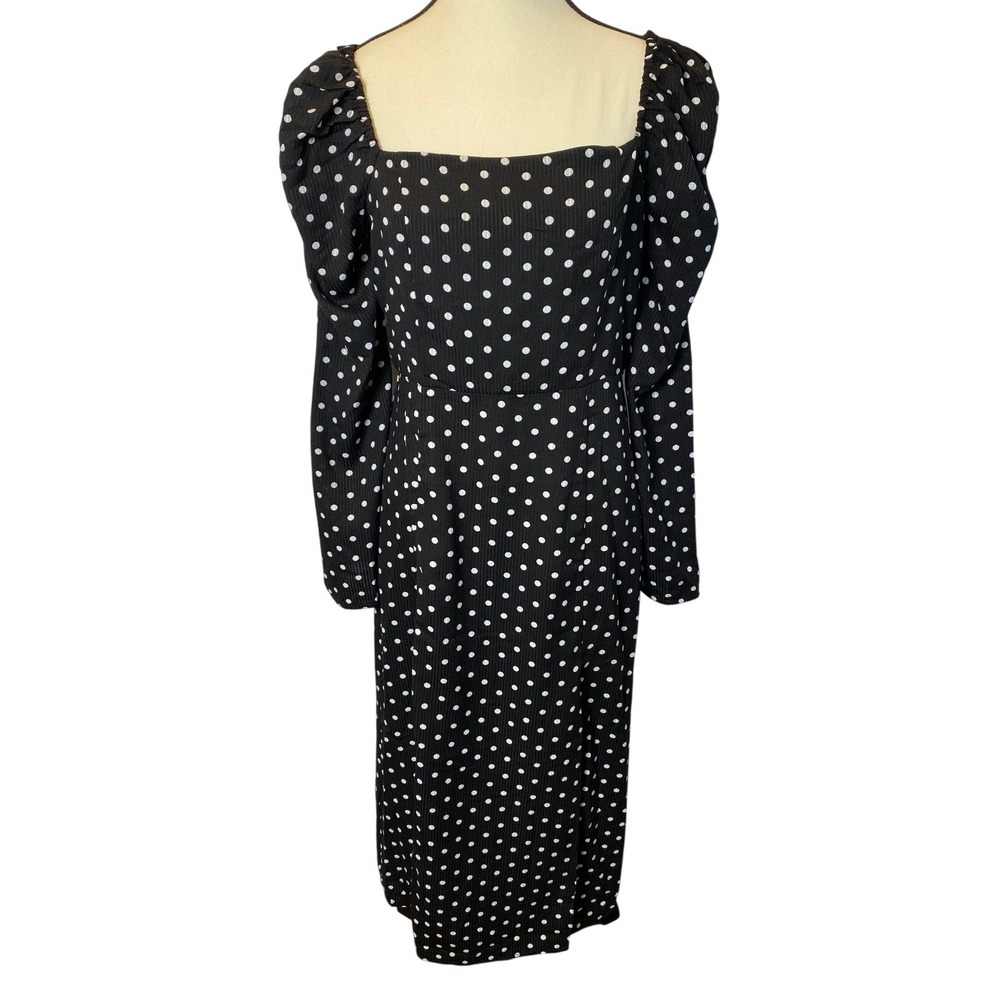 Lulus Charmed and Classy Polka Dot Long Sleeve Midi Dress Women's Medium‎ A-Line